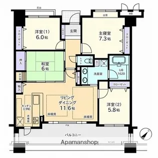 アパガーデンズ砺波駅前【806号室】の間取り