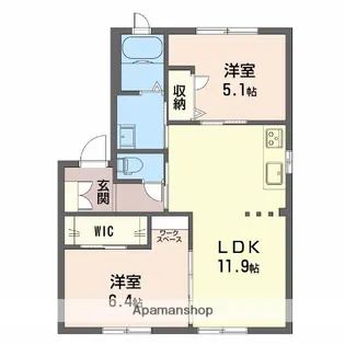 ディアスとなみⅡD【1階】の間取り