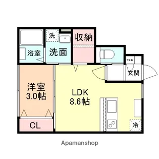 CALMPORT S【102号室】の間取り