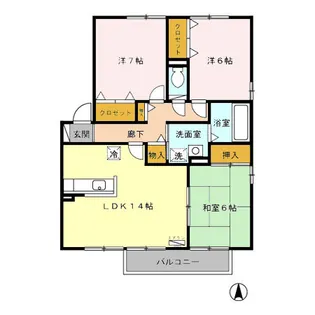 セジュール・ブルーエ D【2階】の間取り