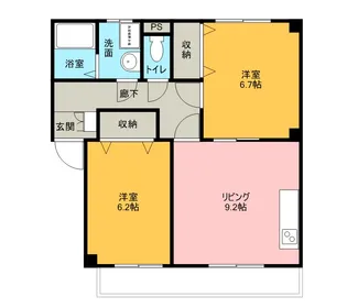 ラ・ピュール【206号室】の間取り