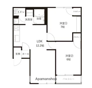 プレジャーハウス【203号室】の間取り