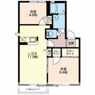 アウル【206号室】の間取り