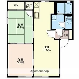 オアシス【101号室】の間取り