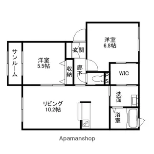 オーシャン アベニュー【102号室】の間取り