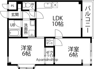 リバーサイド旭平【206号室】の間取り
