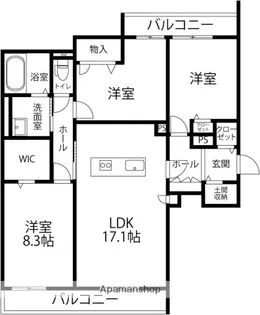 マストテラス金沢泉が丘【303号室】の間取り