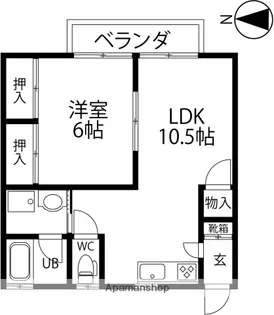 ヴィラ若草【202号室】の間取り