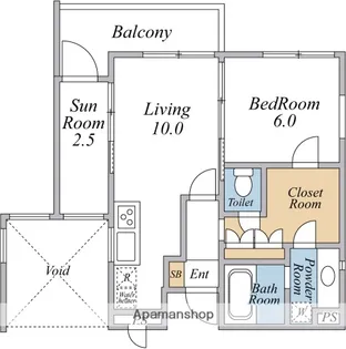 YOMODA APARTMENT【407号室】の間取り
