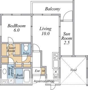 YOMODA APARTMENT【406号室】の間取り