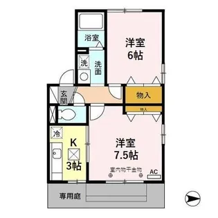 ウエスト ビレッジ B【1階】の間取り