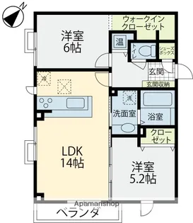 グランフォーレ長坂【201号室】の間取り