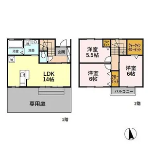 石川県金沢市寺中町ホ【テラスハウス】の間取り