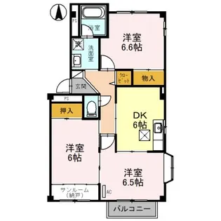 ヴィラージュ綾【1階】の間取り