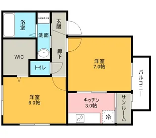 トゥールモンド・ボヌール【101号室】の間取り