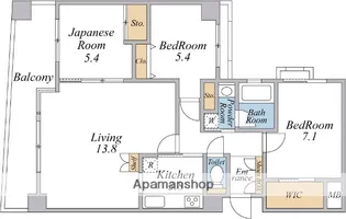 ヴァンデュール金沢駅前【1104号室】の間取り