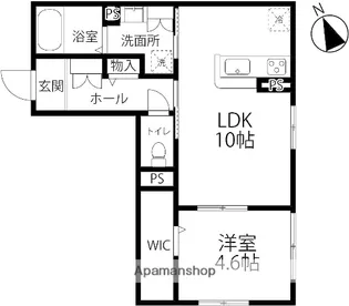 AFERIS三社町【102号室】の間取り