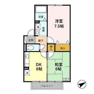ラフィネ北間【1階】の間取り
