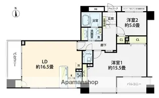 THE COURT 香林坊【1102号室】の間取り