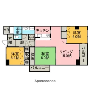 パークサイト玉川【602号室】の間取り