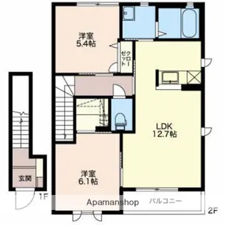 シュクレ山代【2階】の間取り
