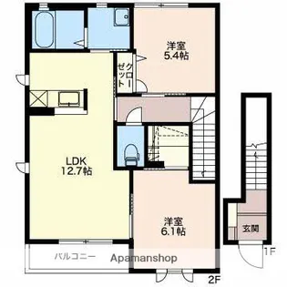 シュクレ山代【201号室】の間取り