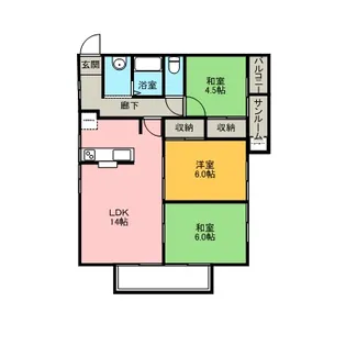 サンヒルズ花【201号室】の間取り