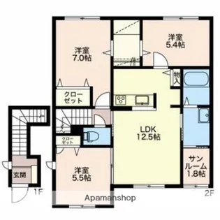 シャーメゾン【Ⅱ201号室】の間取り