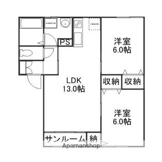 クレストール宮本Ⅱ【202号室】の間取り