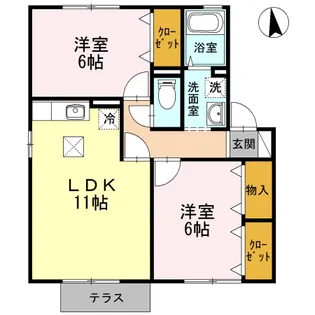 アレーヌ福の宮【1階】の間取り