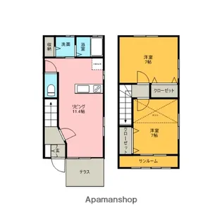 コムデ・フルール【106号室】の間取り
