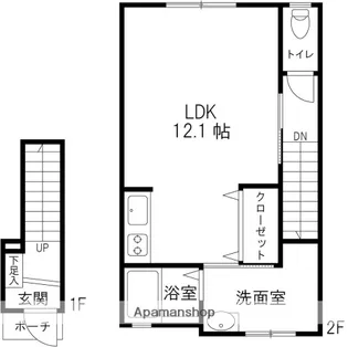 アビタシオン園町【B202号室】の間取り