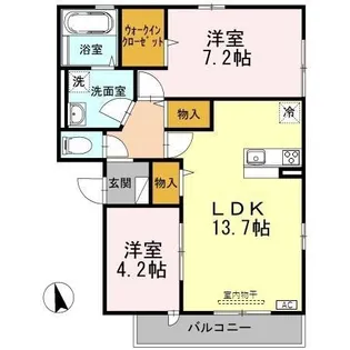 2LDKの間取り画像