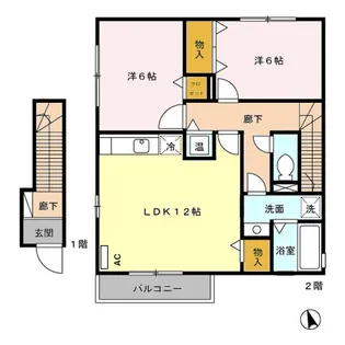 ピースアモール B【2階】の間取り