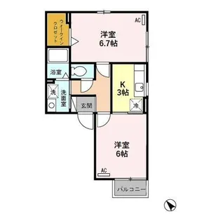 セジュールリアン【1階】の間取り