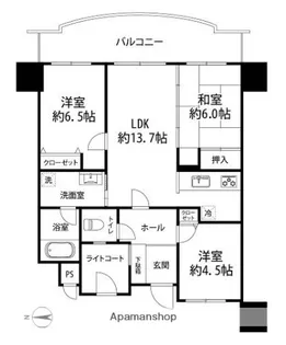 アパガーデンコート金沢駅西【410号室】の間取り