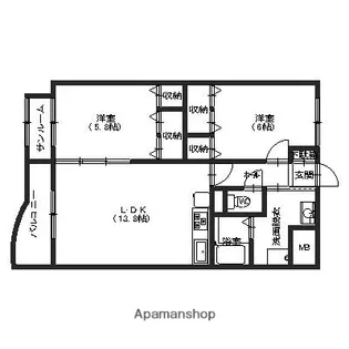 クロスピア北安江【405号室】の間取り