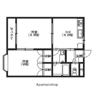 グラシューズ【201号室】の間取り