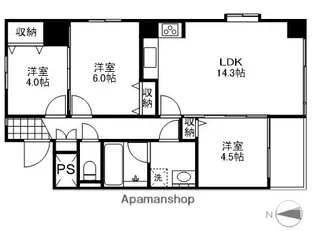 四季の街 ドゥ・モンターニュ虹【305号室】の間取り