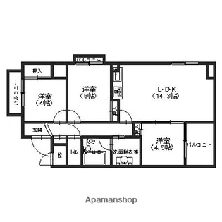 四季の街 ドゥ・モンターニュ虹【405号室】の間取り