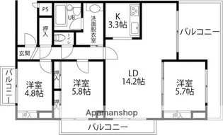 四季の街 ドゥ・モンターニュ虹【201号室】の間取り