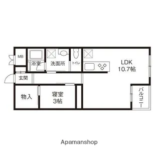 四季の街 ドゥ・モンターニュ春【103号室】の間取り