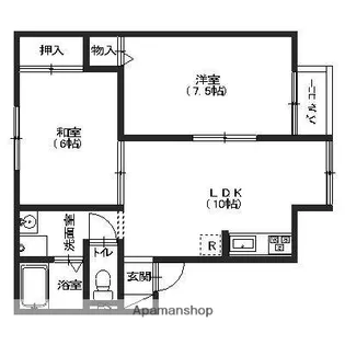 ハイカムール耕納【206号室】の間取り