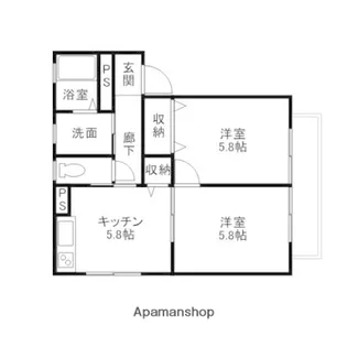 ルーナ鞍月【A102号室】の間取り