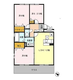 シャン・ド・フルール鞍月【1階】の間取り