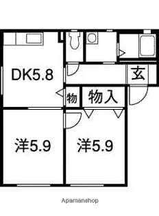ルーナ鞍月 A棟・D棟【A201号室】の間取り