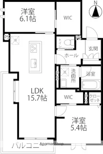 AWESOME GARDEN(オーサム ガーデン)【306号室】の間取り
