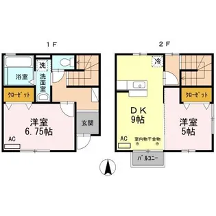 石川県金沢市朝霧台1丁目【テラスハウス】の間取り