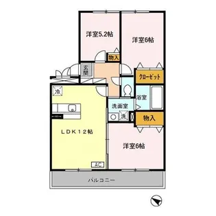 シャン・ド・フルール鞍月【3階】の間取り