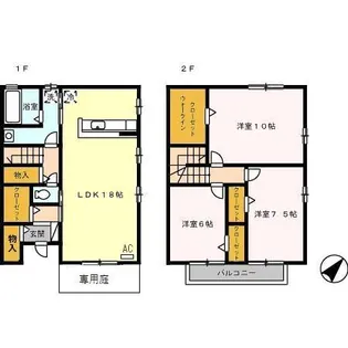 石川県金沢市鞍月5丁目【テラスハウス】の間取り